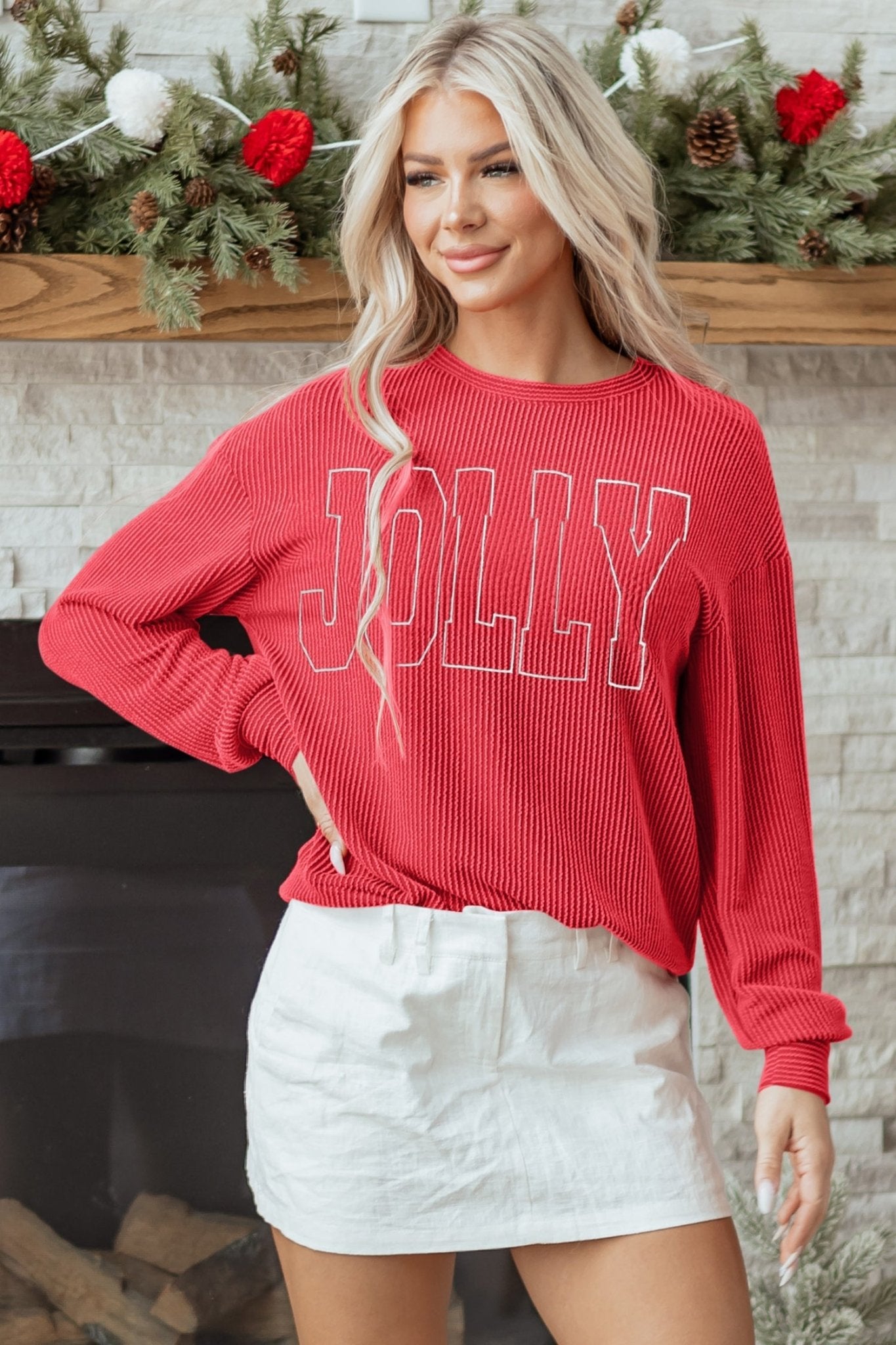 Ximena Letter Graphic Loose Long Sleeve Top - Hello Beautiful BoutiqueLong Sleeve TopsThreaded Pear