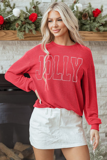 Ximena Letter Graphic Loose Long Sleeve Top - Hello Beautiful BoutiqueLong Sleeve TopsThreaded Pear