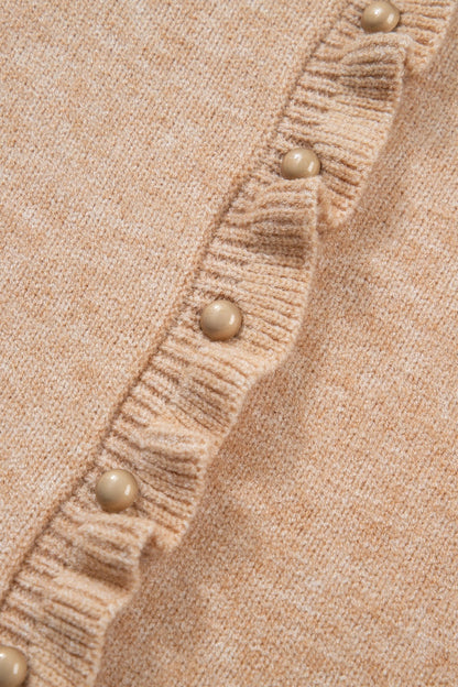 Yamileth Oatmeal Ruffle Trim Sweater - Hello Beautiful BoutiqueCardigansThreaded Pear