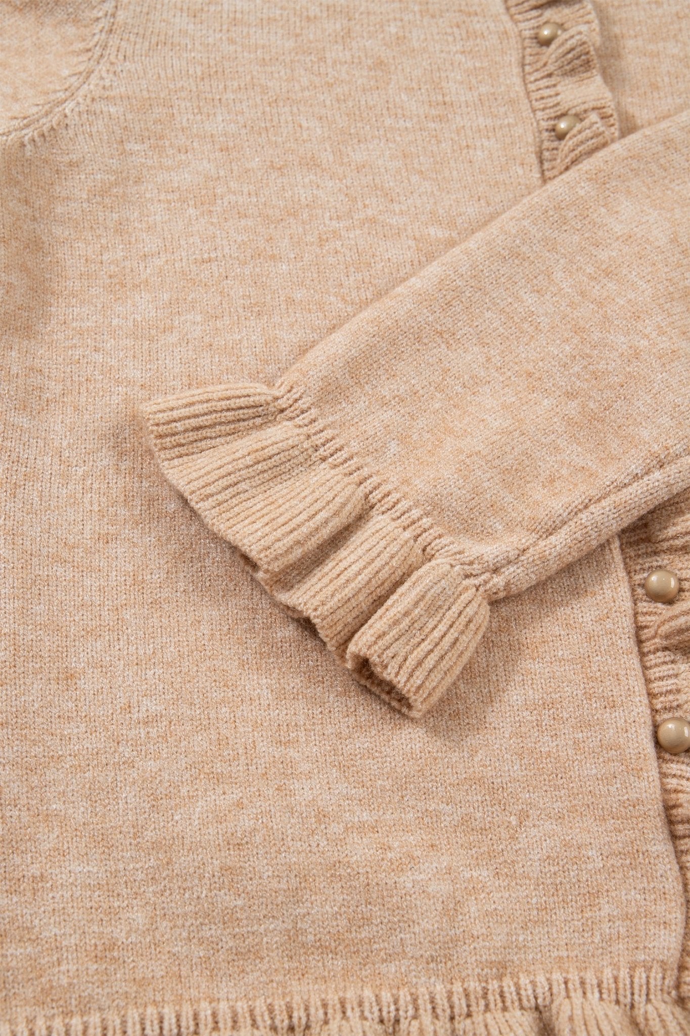 Yamileth Oatmeal Ruffle Trim Sweater - Hello Beautiful BoutiqueCardigansThreaded Pear