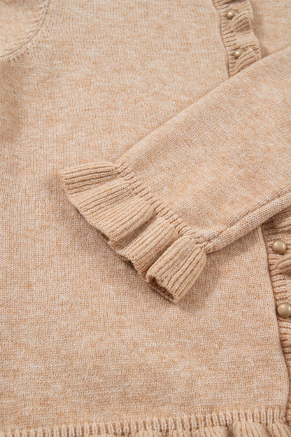Yamileth Oatmeal Ruffle Trim Sweater - Hello Beautiful BoutiqueCardigansThreaded Pear