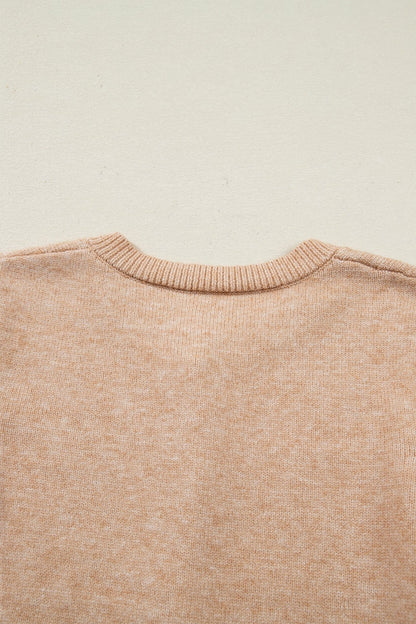 Yamileth Oatmeal Ruffle Trim Sweater - Hello Beautiful BoutiqueCardigansThreaded Pear