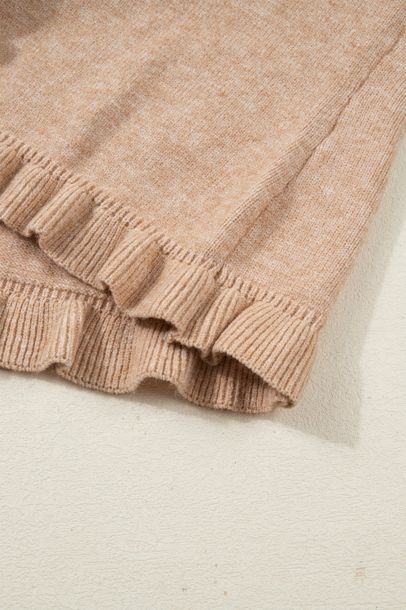Yamileth Oatmeal Ruffle Trim Sweater - Hello Beautiful BoutiqueCardigansThreaded Pear