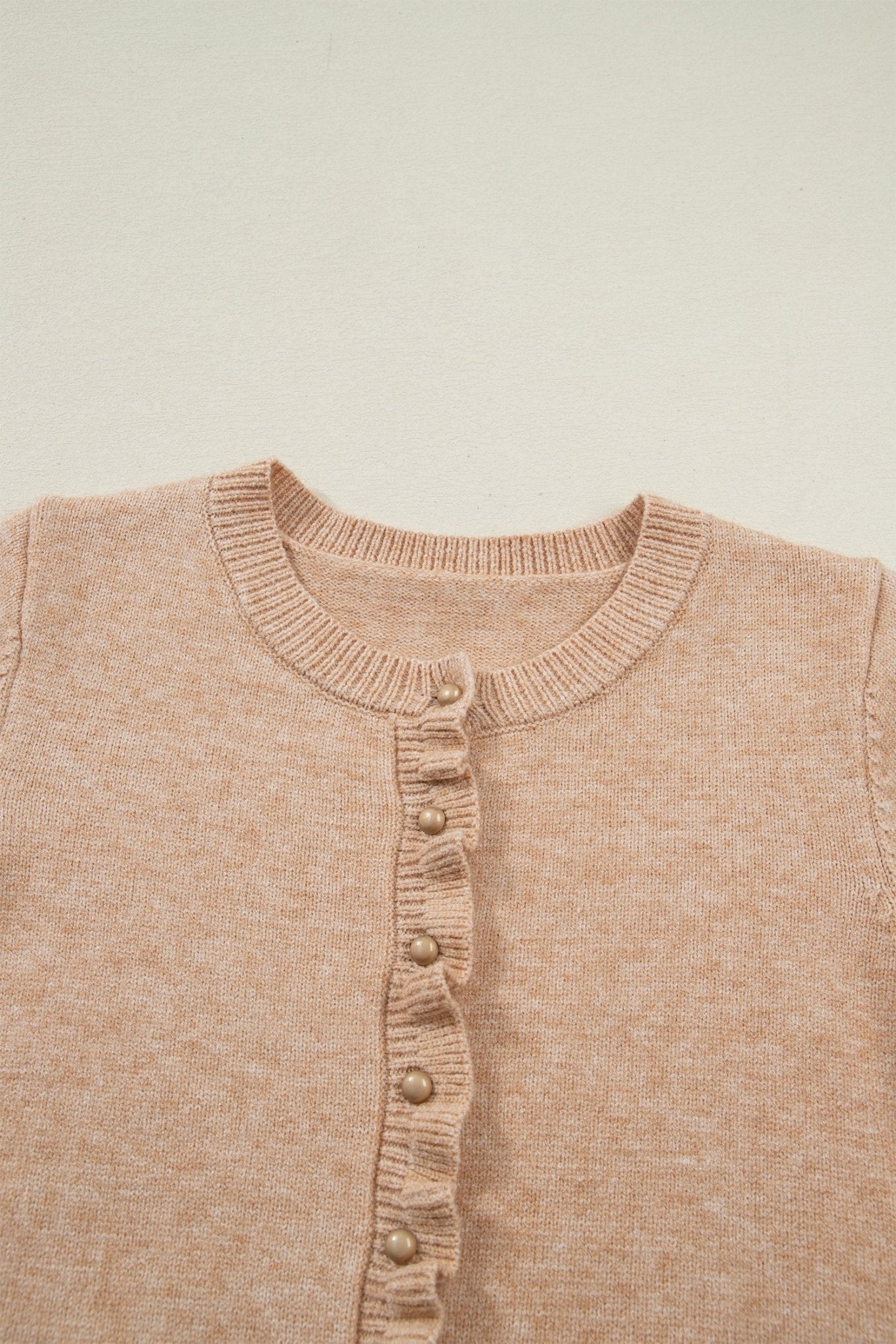 Yamileth Oatmeal Ruffle Trim Sweater - Hello Beautiful BoutiqueCardigansThreaded Pear