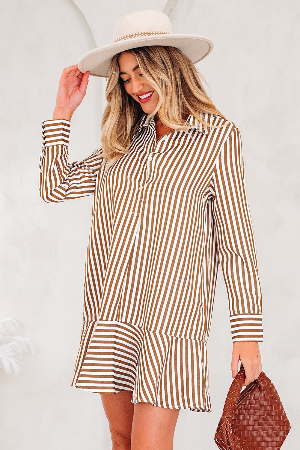 Yamileth Shirt Mini Dress Long Sleeve Top - Hello Beautiful BoutiqueMini DressesThreaded Pear