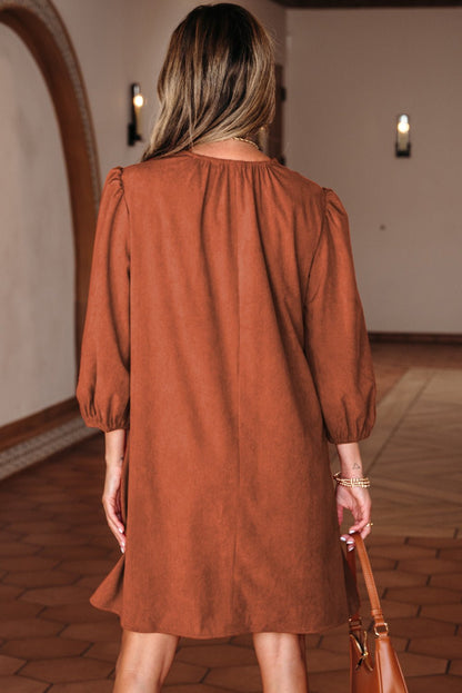 Yaranina Pleated Corduroy Mini Dress - Hello Beautiful BoutiqueMini DressesThreaded Pear