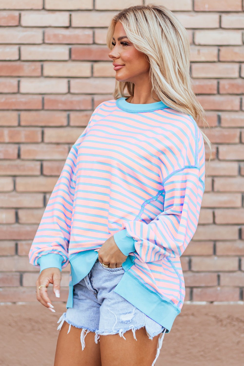Yareli Trim High Low Pullover - Hello Beautiful BoutiqueSweatshirts & HoodiesThreaded Pear