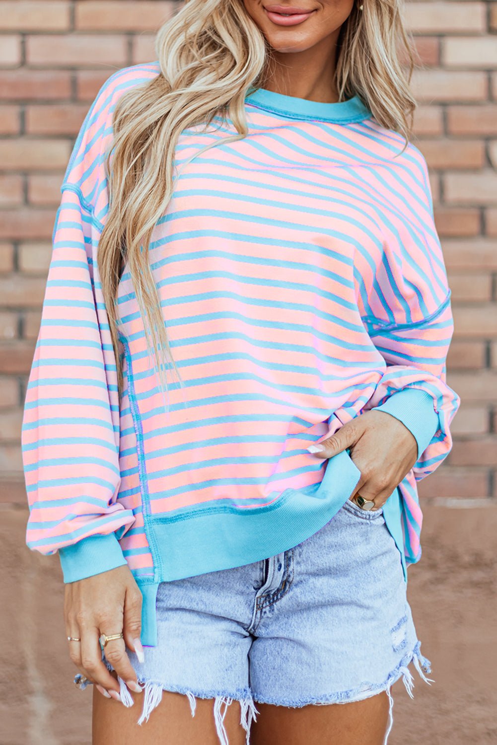 Yareli Trim High Low Pullover - Hello Beautiful BoutiqueSweatshirts & HoodiesThreaded Pear
