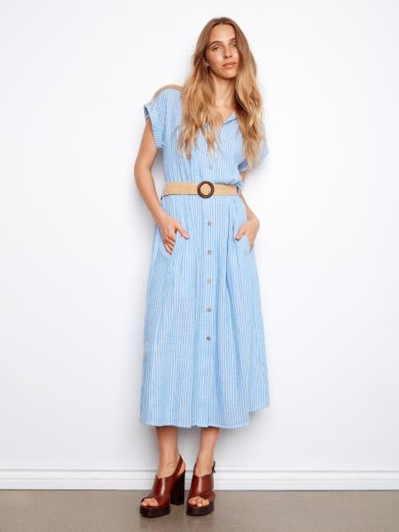Yarn Dye Dress with Belt C3214 - Hello Beautiful BoutiqueDressCharlie B
