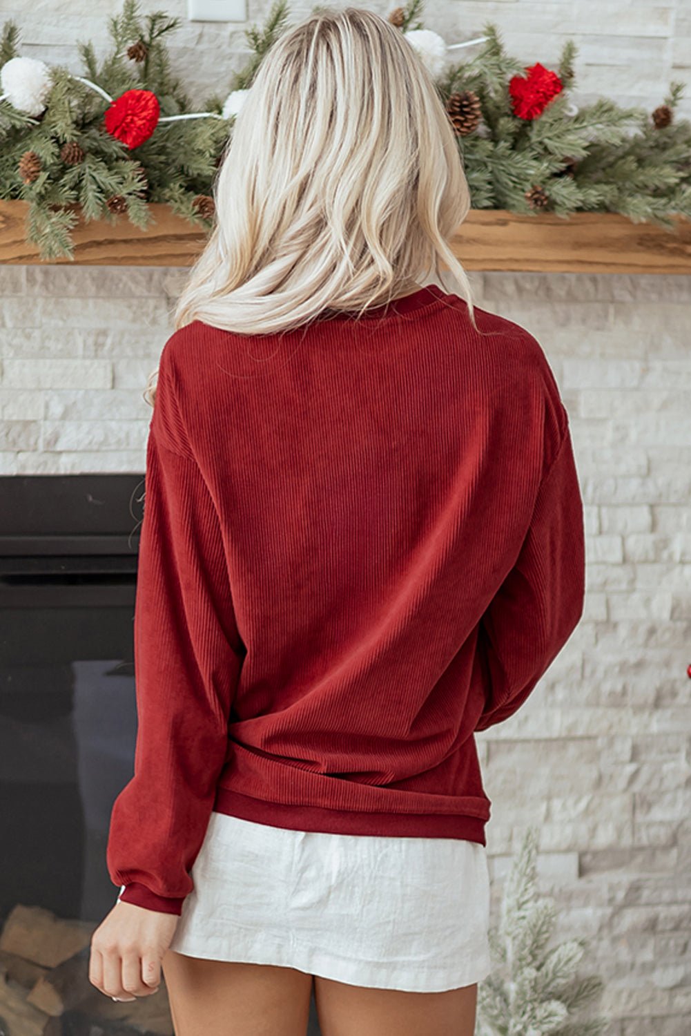 Yazara Graphic Corded Christmas Sweatshirt - Hello Beautiful BoutiqueGraphic SweatshirtsThreaded Pear