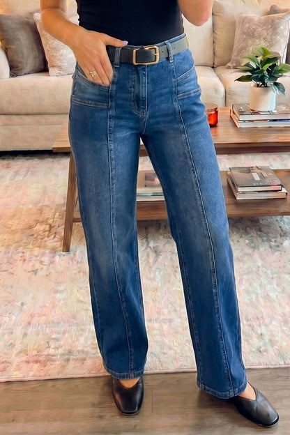 Yusra Seam Detail Shift Jeans - Hello Beautiful BoutiqueJeansThreaded Pear