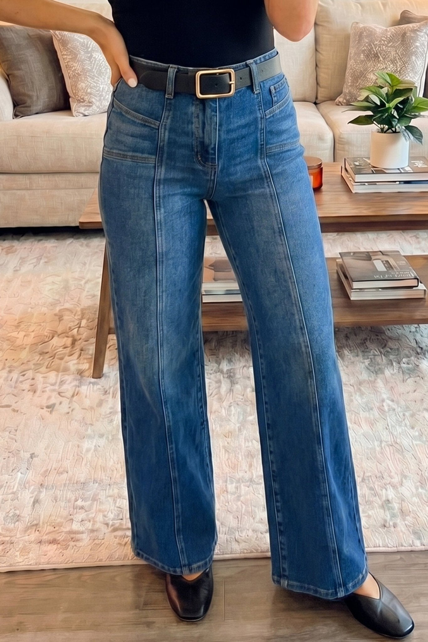 Yusra Seam Detail Shift Jeans - Hello Beautiful BoutiqueJeansThreaded Pear