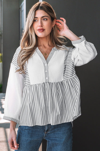 Zahra Bracelet Sleeve Babydoll Blouse - Hello Beautiful BoutiqueBlouses & ShirtsThreaded Pear