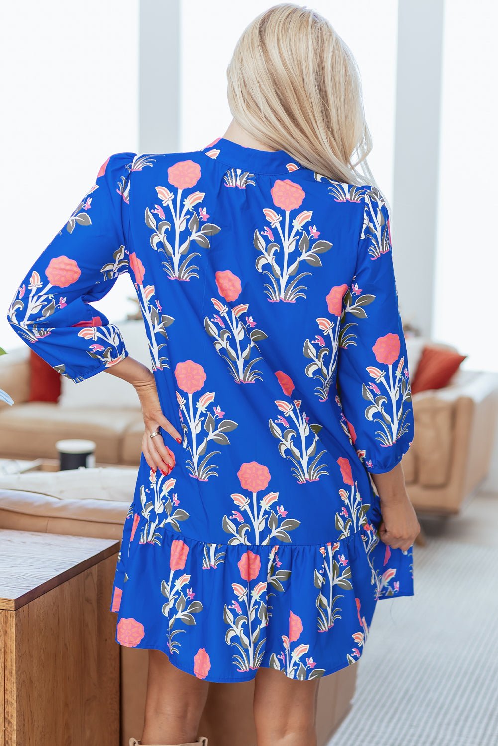 Zahra Sleeve Ruffle Hem Dress - Hello Beautiful BoutiqueFloral DressesThreaded Pear