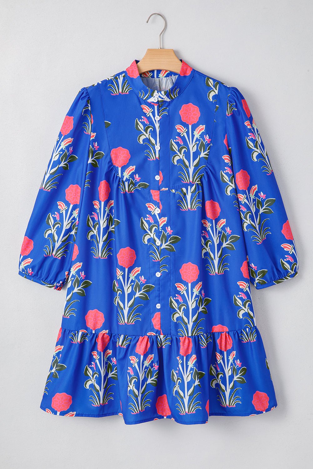 Zahra Sleeve Ruffle Hem Dress - Hello Beautiful BoutiqueFloral DressesThreaded Pear