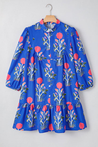 Zahra Sleeve Ruffle Hem Dress - Hello Beautiful BoutiqueFloral DressesThreaded Pear