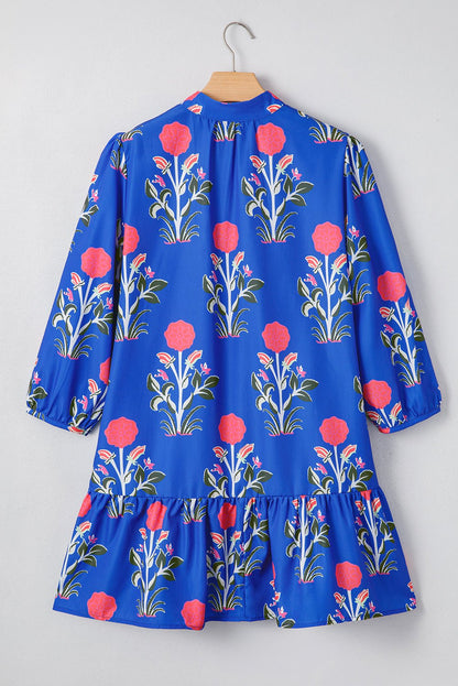 Zahra Sleeve Ruffle Hem Dress - Hello Beautiful BoutiqueFloral DressesThreaded Pear