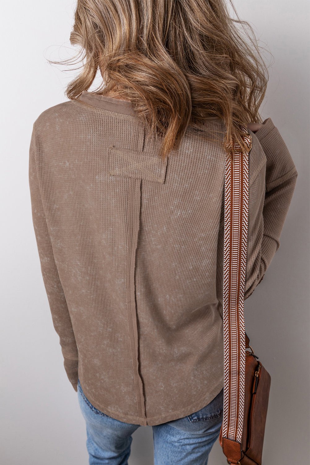 Zahra Waffle Knit Neckline Long Sleeve Top - Hello Beautiful BoutiqueLong Sleeve TopsThreaded Pear