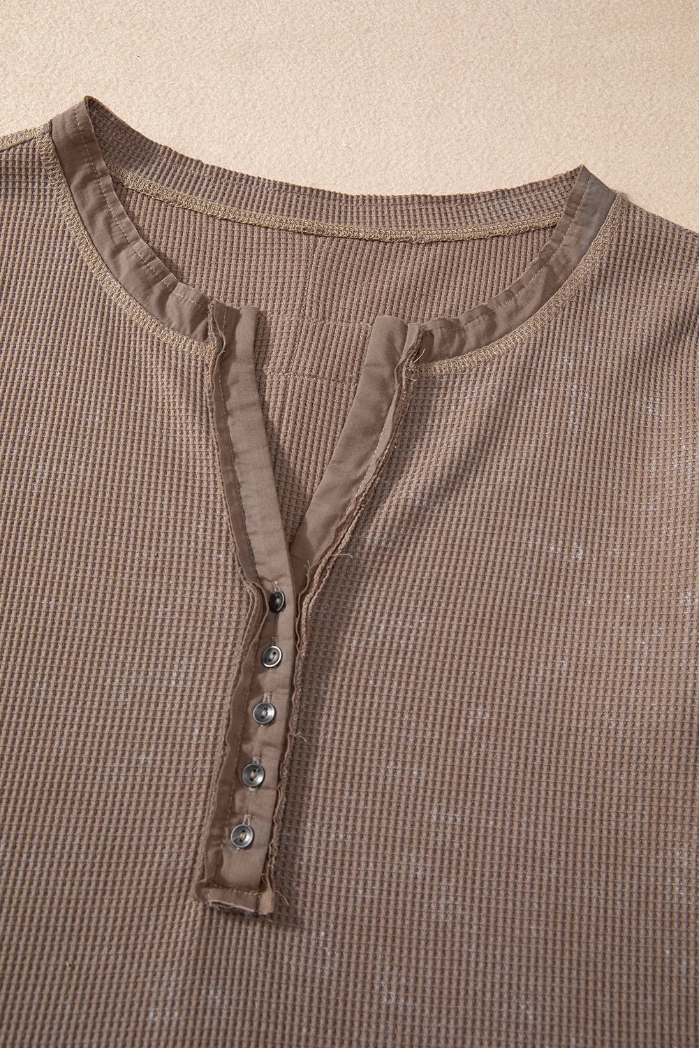 Zahra Waffle Knit Neckline Long Sleeve Top - Hello Beautiful BoutiqueLong Sleeve TopsThreaded Pear