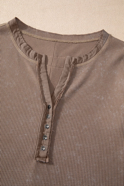 Zahra Waffle Knit Neckline Long Sleeve Top - Hello Beautiful BoutiqueLong Sleeve TopsThreaded Pear