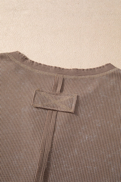 Zahra Waffle Knit Neckline Long Sleeve Top - Hello Beautiful BoutiqueLong Sleeve TopsThreaded Pear