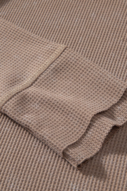 Zahra Waffle Knit Neckline Long Sleeve Top - Hello Beautiful BoutiqueLong Sleeve TopsThreaded Pear