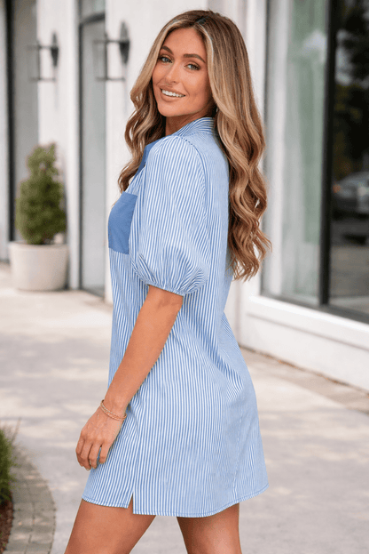 Zaniyah Color Block Patchwork Shirt - Hello Beautiful BoutiqueMini DressesThreaded Pear