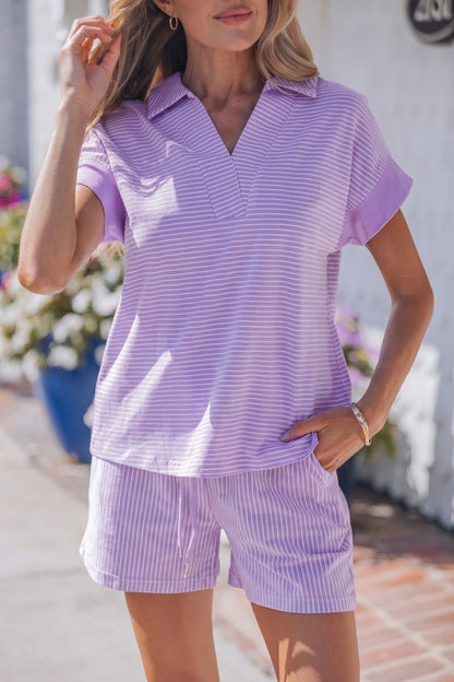 Zara Dolman Sleeve Polo Shirt Set - Hello Beautiful BoutiqueShort SetsThreaded Pear