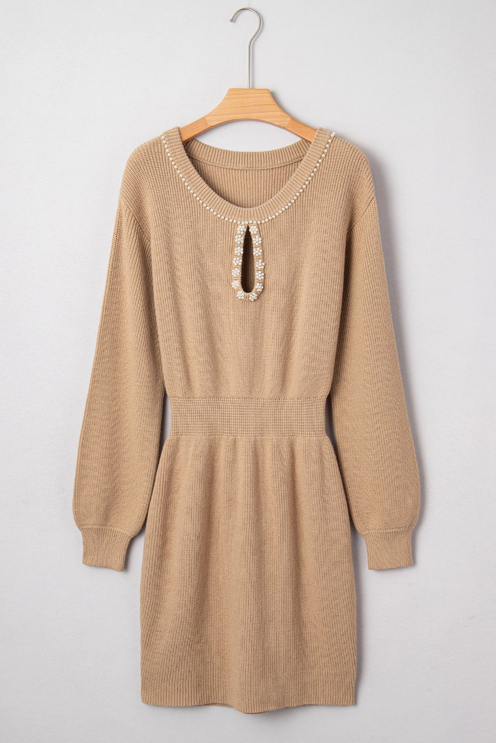 Zariah Embellished Keyhole Ribbed Sweater - Hello Beautiful BoutiqueSweater DressesThreaded Pear
