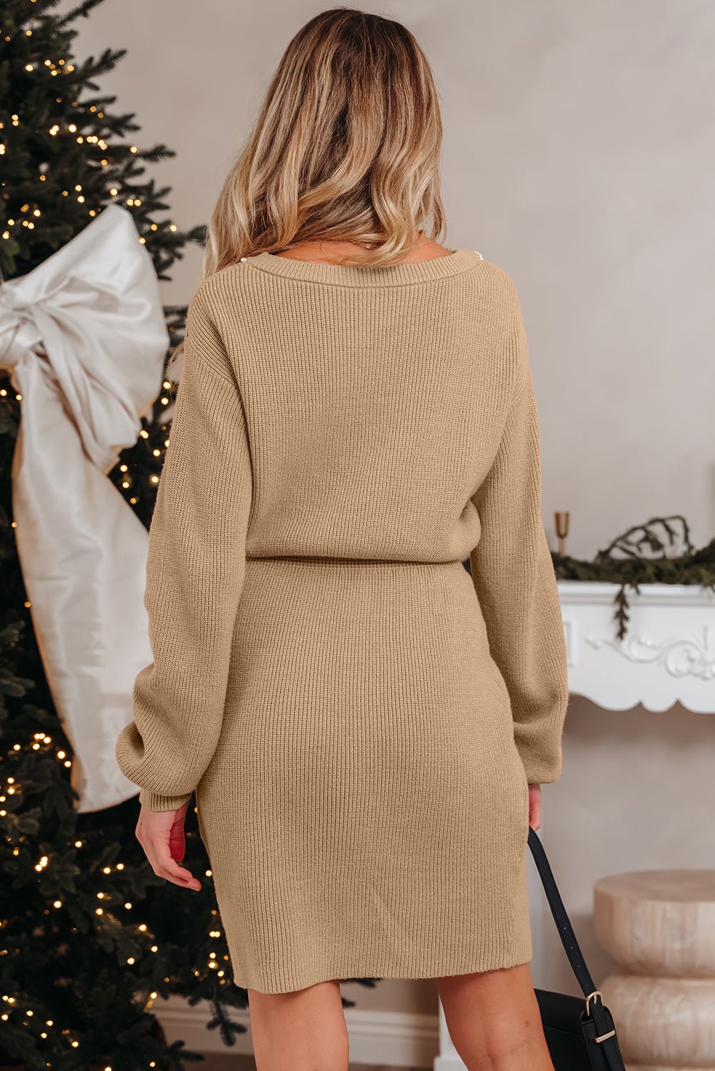 Zariah Embellished Keyhole Ribbed Sweater - Hello Beautiful BoutiqueSweater DressesThreaded Pear