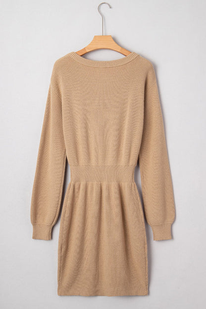 Zariah Embellished Keyhole Ribbed Sweater - Hello Beautiful BoutiqueSweater DressesThreaded Pear