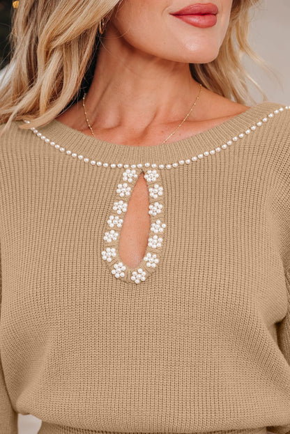 Zariah Embellished Keyhole Ribbed Sweater - Hello Beautiful BoutiqueSweater DressesThreaded Pear