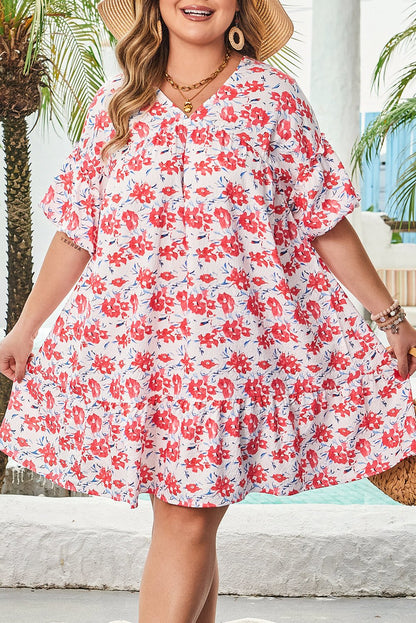 Zariah Ruffled Half Sleeve PLUS Dress - Hello Beautiful BoutiquePlus Size Mini DressesThreaded Pear