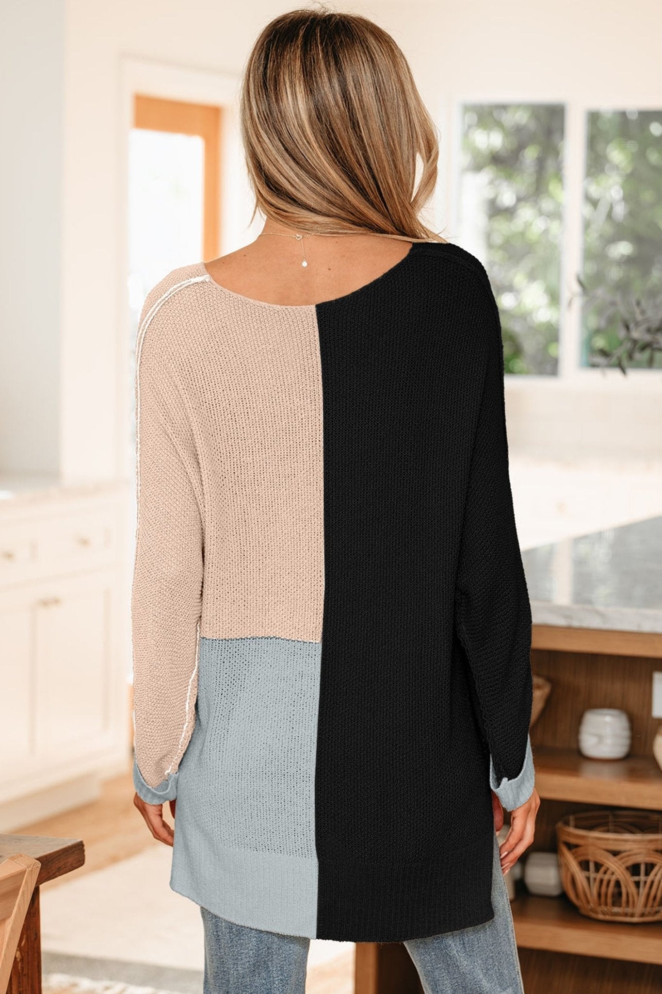 Zayla Block Knit Loose Sweater - Hello Beautiful BoutiqueSweatersThreaded Pear