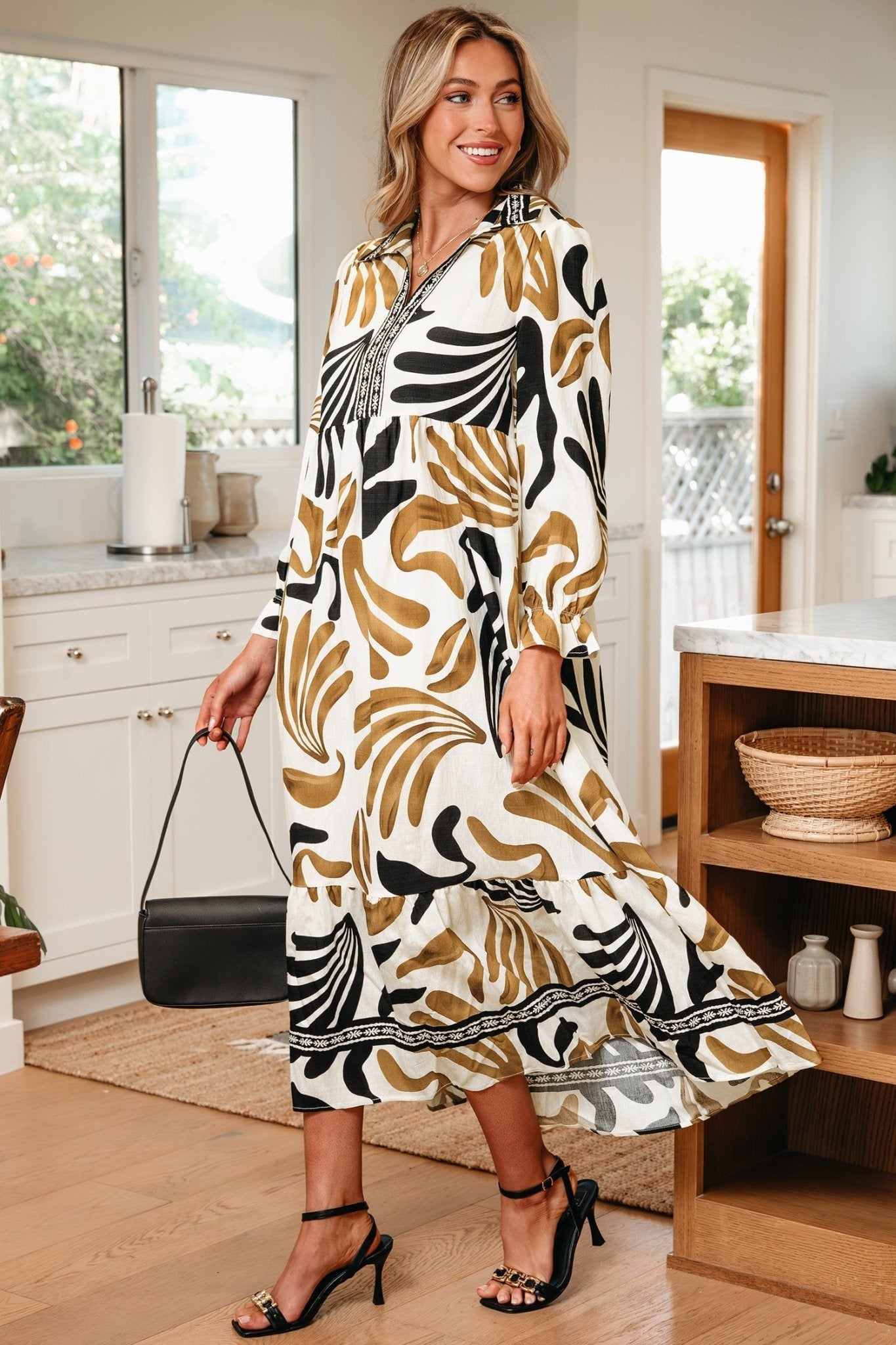 Zaylee Sleeve Ruffle Hem Dress - Hello Beautiful BoutiqueMaxi DressesThreaded Pear
