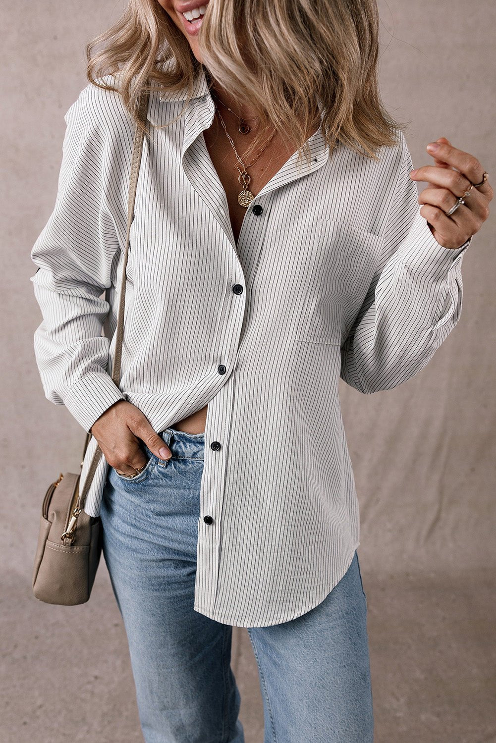 Zazita Tab Sleeve Long Shirt - Hello Beautiful BoutiqueBlouses & ShirtsThreaded Pear