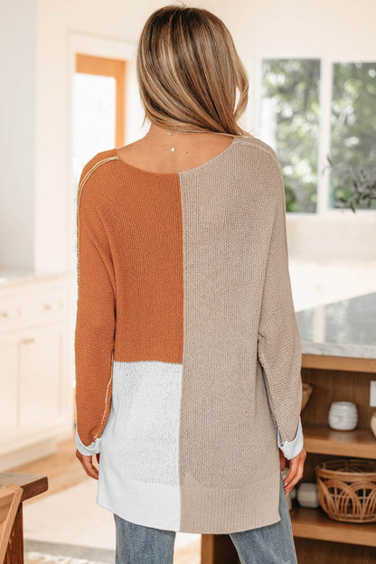 Zendaya Block Knit Loose Sweater - Hello Beautiful BoutiqueSweatersThreaded Pear