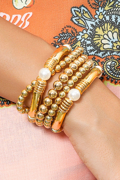 Zoe Plated Beaded Bracelet Set - Hello Beautiful BoutiqueJewelryThreaded Pear