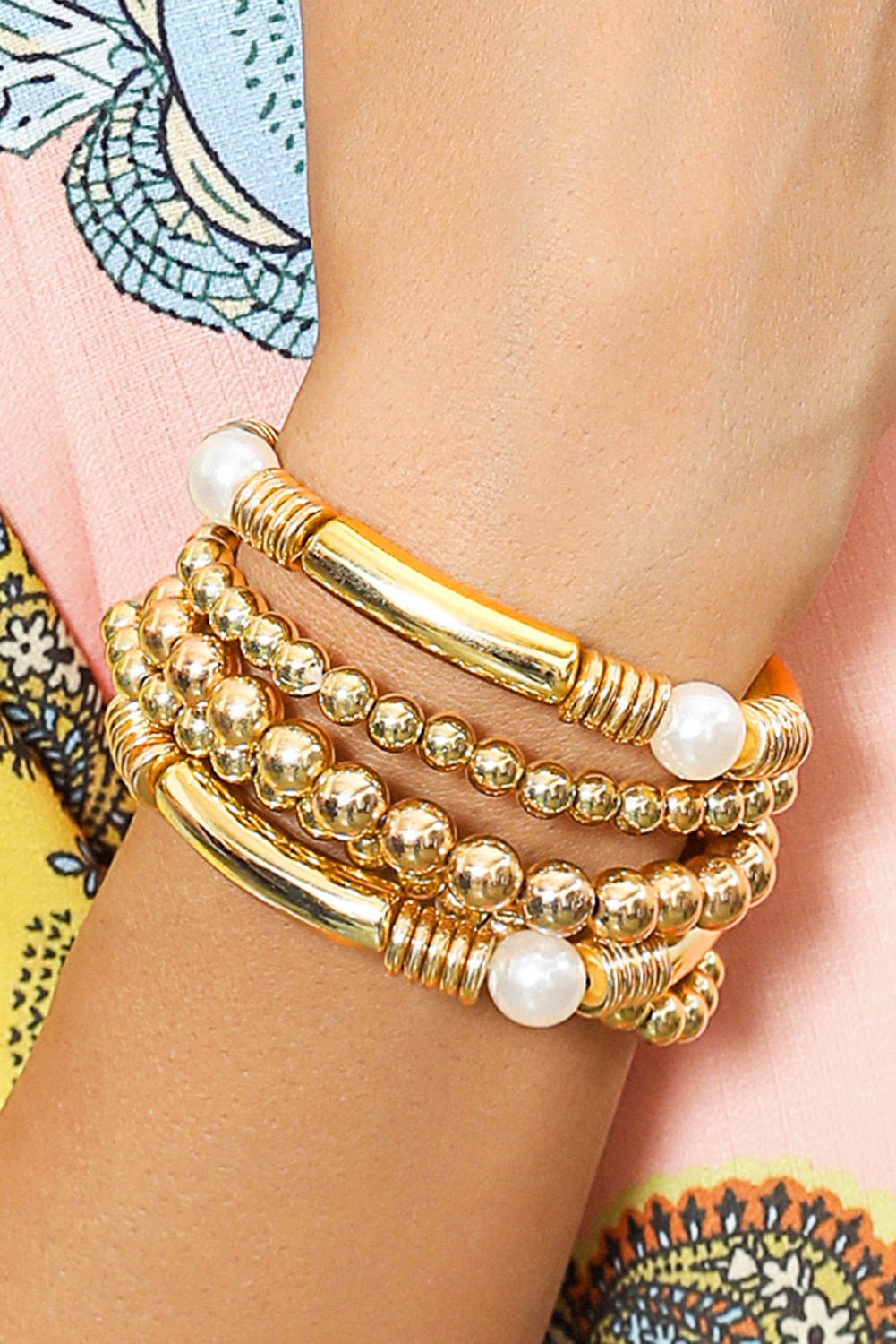 Zoe Plated Beaded Bracelet Set - Hello Beautiful BoutiqueJewelryThreaded Pear