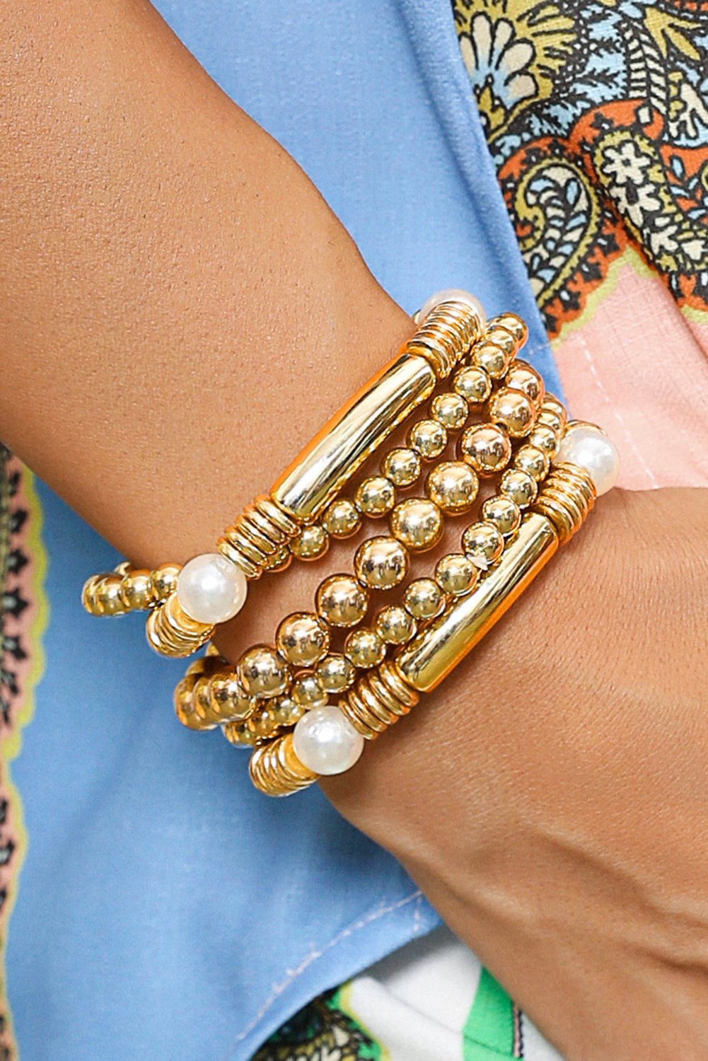Zoe Plated Beaded Bracelet Set - Hello Beautiful BoutiqueJewelryThreaded Pear