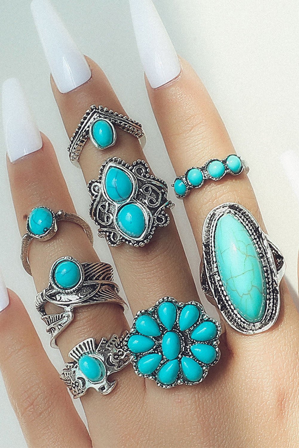 Zora 8 Piece Ring Set - Hello Beautiful BoutiqueJewelryThreaded Pear