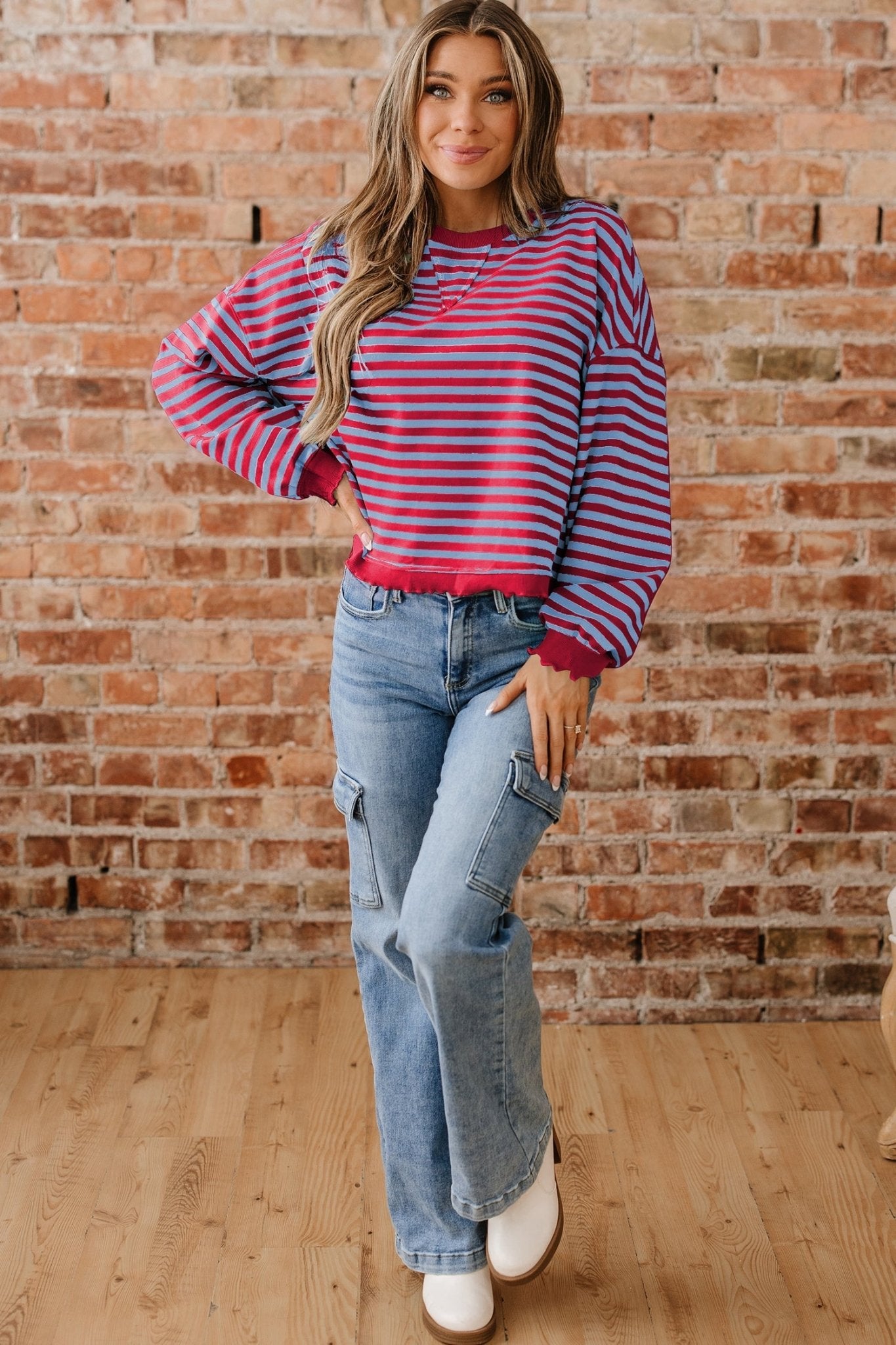 Zuri Ribbed Trim Oversize Sweatshirt - Hello Beautiful BoutiqueSweatshirts & HoodiesThreaded Pear
