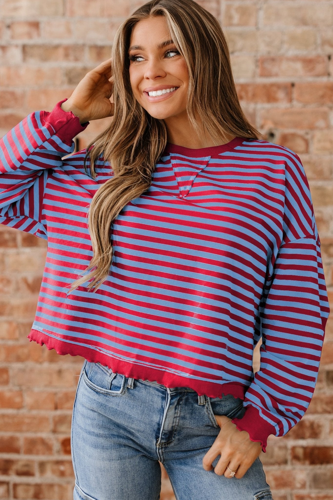 Zuri Ribbed Trim Oversize Sweatshirt - Hello Beautiful BoutiqueSweatshirts & HoodiesThreaded Pear