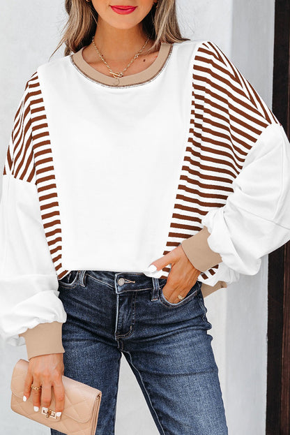 Zyla Contrast Stitching Oversize Sweatshirt - Hello Beautiful BoutiqueSweatshirts & HoodiesThreaded Pear