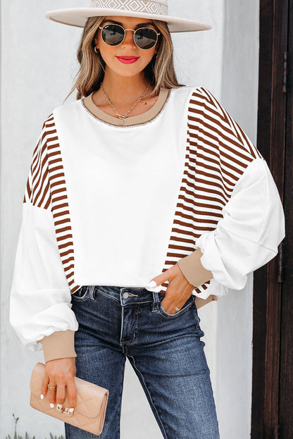 Zyla Contrast Stitching Oversize Sweatshirt - Hello Beautiful BoutiqueSweatshirts & HoodiesThreaded Pear