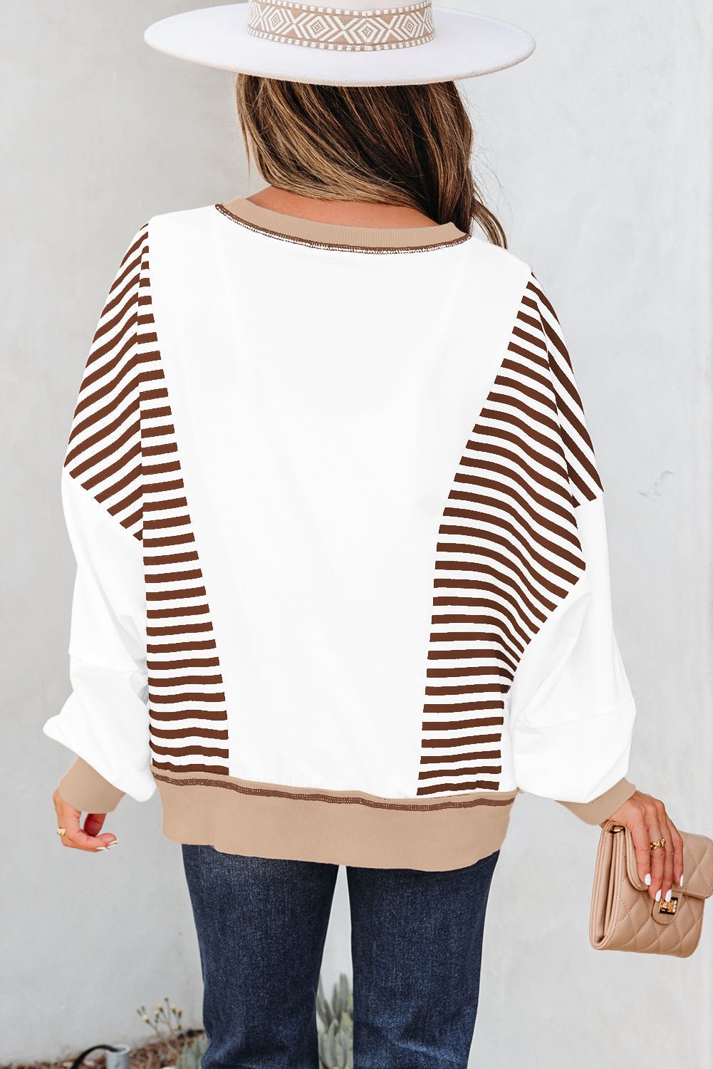 Zyla Contrast Stitching Oversize Sweatshirt - Hello Beautiful BoutiqueSweatshirts & HoodiesThreaded Pear